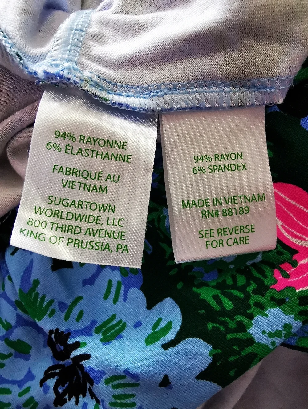 Lilly Pulitzer Blue and Green Fit and Flare Wrap romper Ptp 19.5" - Picture 10 of 12